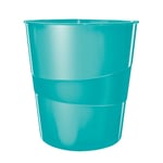 Afbeelding van Leitz 5278 WOW papiermand | polystyreen | metallic ijsblauw | 15 liter | LEI52781051