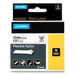 Afbeelding van DYMO S0718100 / 18488 IND Rhino tape flexibel nylon zwart op wit 12mm (origineel) | 18488