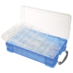 Afbeelding van Really Useful Box opbergdoos | met dividers | polypropyleen | transparant blauw | 4 liter (tweede kans) | TK-UB4LDB