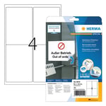 Afbeelding van Herma 10019 etiketten | verwijderbaar | A4 | 99,1 x 139 mm | ondoorzichtig | wit | 100 etiketten | HER10019