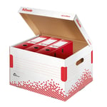 Afbeelding van Esselte 623914 speedbox opberg- en transportdoos | A4 | karton | wit & rood | 15 stuks | ESS623914