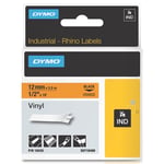 Afbeelding van DYMO S0718490 / 18435 IND Rhino tape vinyl zwart op oranje 12mm (origineel) | 18435