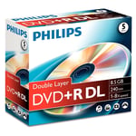 Afbeelding van Philips DVD+R | double layer | jewel case | 5 stuks | PHIDR8S8J05C/00