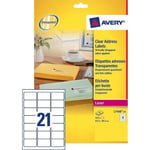 Afbeelding van Avery Zweckform L7560-25 transparante etiketten | 63,5 mm x 38,1 mm | 525 etiketten | AVEL7560-25