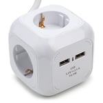 Afbeelding van Nedis stekkerblok | 4 stopcontacten | 2 USB-poorten | wit | 1.5 meter | NEDEXSOC415UFWT