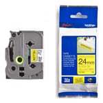 Afbeelding van Brother TZe-S651 extra klevend tape zwart op geel 24mm x 8m (origineel) | BROTZES651