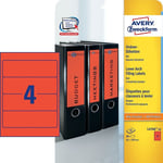 Afbeelding van Avery Zweckform L4766-20 printbare rugetiketten | rood | zelfklevend | breed | 61 mm x 192 mm | 80 etiketten | AVEL4766-20