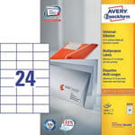 Afbeelding van Avery universele etiketten 3474 | 70mm x 37mm | 24 etiketten per vel | 100 vel | AVE3474