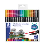 Afbeelding van Staedtler permanent marker met dubbele punt | assorti | ronde punt | 0,5 - 3 mm | 18 stuks | STA3187-TB18