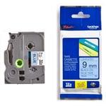 Afbeelding van Brother TZe-521 tape zwart op blauw 9mm x 8m (origineel) | BROTZE521
