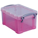 Afbeelding van Really Useful Box opbergdoos | polypropyleen | transparant roze | 0.7 liter | UB07LCR
