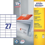 Afbeelding van Avery Zweckform 3479 universele etiketten | wit | zelfklevend | 70 mm x 32 mm | 2700 etiketten | AVE3479