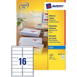 Afbeelding van Avery Zweckform J8162-100 adresetiketten | 99,1 mm x 33,9 mm | 1600 etiketten | AVEJ8162-100