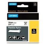 Afbeelding van DYMO S0718120 / 18489 IND Rhino tape flexibel nylon zwart op wit 19mm (origineel) | 18489
