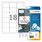 Afbeelding van Herma 4203 verwijderbare etiketten | A4 | 63,5 x 46,6 mm | wit | 450 etiketten | HER4203
