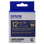 Afbeelding van Epson LK-4HKK satijnlint tape goud op marineblauw 12mm (origineel) | EPSLK-4HKK