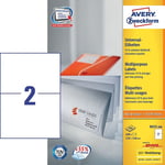Afbeelding van Avery Zweckform 3655 universele etiketten | wit | zelfklevend | 210 mm x 148 mm | 200 etiketten | AVE3655