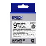 Afbeelding van Epson LK-3TBW extra klevende tape zwart op transparant 9mm (origineel) | EPSLK-3TBW