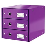 Afbeelding van Leitz 6048 WOW ladeblok | paars metallic | 3 laden | LEI60480062