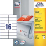 Afbeelding van Avery Zweckform 3484-200 universele etiketten | wit | zelfklevend | 105 mm x 37 mm | 3200 etiketten | AVE3484-200