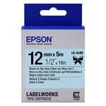 Afbeelding van Epson LK-4LBK satijnlint tape zwart op lichtblauw 12mm (origineel) | EPSLK-4LBK