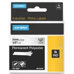 Afbeelding van DYMO S0718160 / 18508 IND Rhino tape permanent polyester zwart op transparant 9mm (origineel) | S0718160