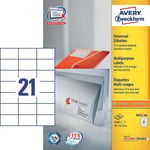 Afbeelding van Avery Zweckform 3652-200 universele etiketten | wit | zelfklevend | 70 mm x 42,3 mm | 4200 etiketten | AVE3652-200
