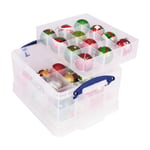 Afbeelding van Really Useful Box opbergdoos voor kerstversiering | transparant | 21 liter | 2 inzetbakken | UB21CDI