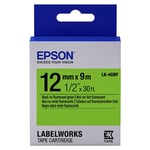 Afbeelding van Epson LK-4GBF tape zwart op fluorescerend groen 12mm (origineel) | EPSLK-4GBF