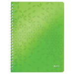 Afbeelding van Leitz 46370054 WOW spiraalblok | A4 | polypropyleen | gelinieerd | groen | 4-gaats | 80 vel | LEI46370054