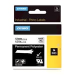 Afbeelding van DYMO 622289 IND Rhino tape permanent polyester zwart op transparant 12mm (origineel) | DYM622289