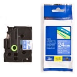 Afbeelding van Brother TZe-555 tape wit op blauw 24mm x 8m (origineel) | BROTZE555
