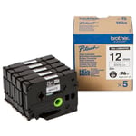 Afbeelding van Brother HGe-231V5 hoge resolutie tape zwart op wit 12mm x 8m 5 stuks (origineel) | BROHGE231V5