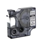 Afbeelding van DYMO S0718240 / 18482 IND Rhino tape permanent polyester zwart op wit 9mm (huismerk) | STS0718240