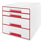 Afbeelding van Leitz 5213 WOW ladeblok | kusntstof | rood | 4 laden | LEI52132026