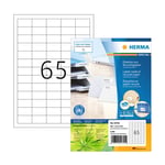 Afbeelding van Herma 10725 gerecyclede universele etiketten | A4 | 38,1 x 21,2 mm | wit | 5200 etiketten | HER10725