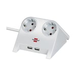 Afbeelding van Brennenstuhl 1153520222 Desktop-Power stekkerdoos | 2 stopcontacten | 2 USB-poorten | 1.8 meter | wit | BRE1153520222