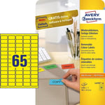 Afbeelding van Avery Zweckform L4793-20 etiketten | geel | 38,1 mm x 21,2 mm | 1300 etiketten | AVEL4793-20