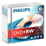 Afbeelding van Philips DVD+RW | rewritable | jewel case | 5 stuks | PHIDW4S4J05F/10