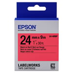 Afbeelding van Epson LK-6RBP tape zwart op pastel rood 24mm (origineel) | EPSLK-6RBP