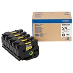 Afbeelding van Brother HGe-651V5 hoge resolutie tape zwart op geel 24mm x 8m 5 stuks (origineel) | BROHGE651V5