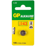Afbeelding van GP knoopcel batterij LR43 | 186 | alkaline | 1 stuk | GPGP186
