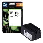 Afbeelding van HP 711 (P2V31A) inktcartridge zwart 2 stuks (origineel) | HPP2V31A