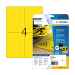 Afbeelding van Herma 8032 folie etiketten | weerbestendig | A4 | 105 x 148 mm | geel | 100 etiketten | HER8032