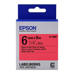 Afbeelding van Epson LK-2RBP tape zwart op pastel rood 6mm (origineel) | EPSLK-2RBP