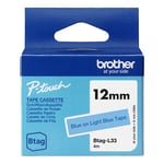 Afbeelding van Brother Btag-L33 niet-gelamineerde tape blauw op lichtblauw 12 mm (origineel) | BROBTAG-L33
