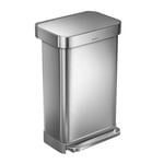 Afbeelding van Simplehuman pedaalemmer | met zakkenhouder | Code M | zilver | 45 liter | SI699NA7815