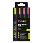 Afbeelding van Posca PC-5M verfmarkerset fluo | 1,8 – 2,5 mm | rond | 4 stuks | POSPC5M4FN