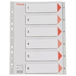 Afbeelding van Esselte 100104 A4 index | plastic | 1-6 | 11-gaats | ESS100104