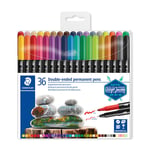 Afbeelding van Staedtler permanent marker met dubbele punt | assorti | ronde punt | 0,5 - 3 mm | 36 stuks | STA3187-TB36